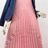 Гофре фэнтези Ромбы Шифон нежно розовый