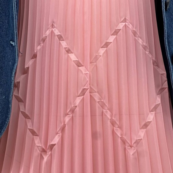 Гофре фэнтези Ромбы Шифон нежно розовый