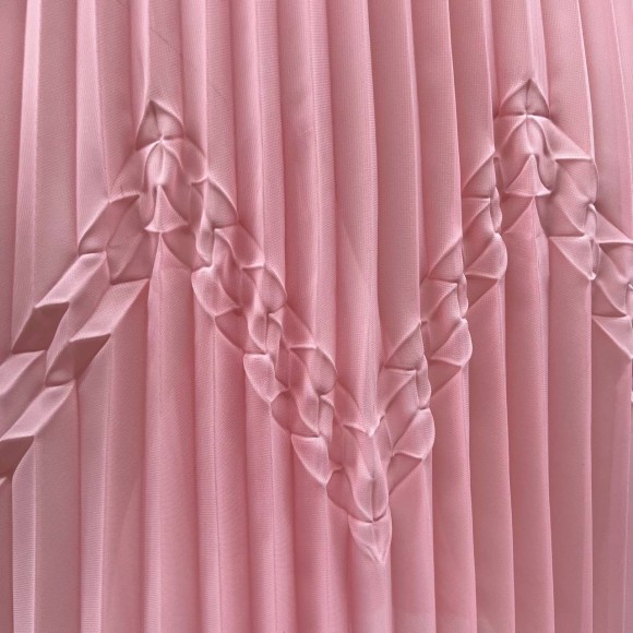 Гофре фэнтези Ромбы Шифон нежно розовый