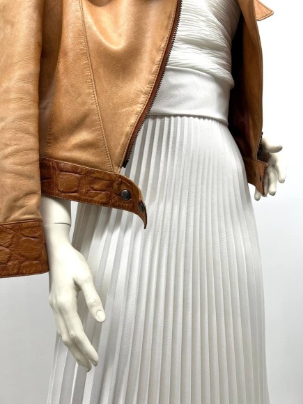 Гофре классика Экокожа молочный морщинистая 100