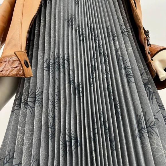 Гофре классика Лен Перья (светло серый)