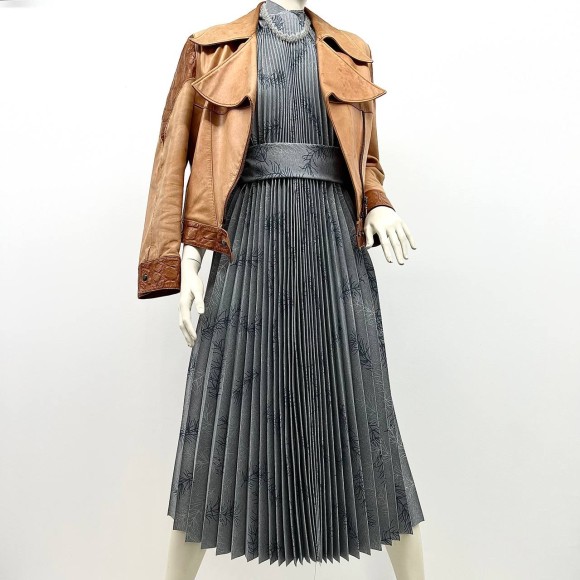 Гофре классика Лен Перья (светло серый)