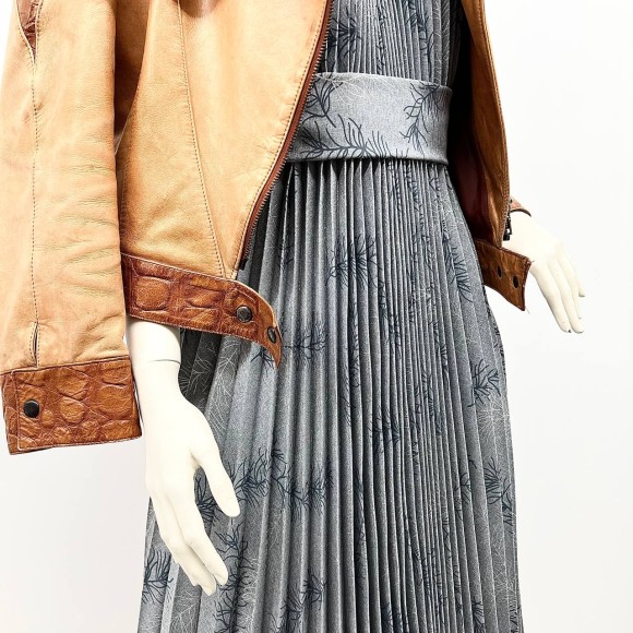 Гофре классика Лен Перья (светло серый)