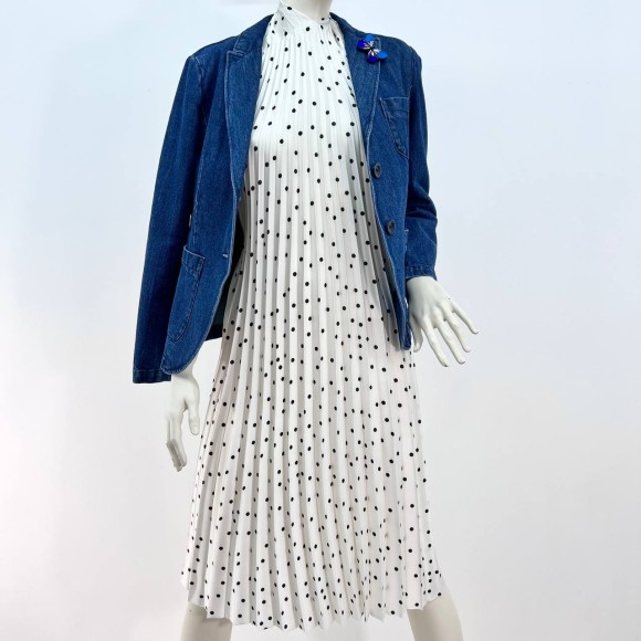 Гофре классика Армани Шелк белая в горошек