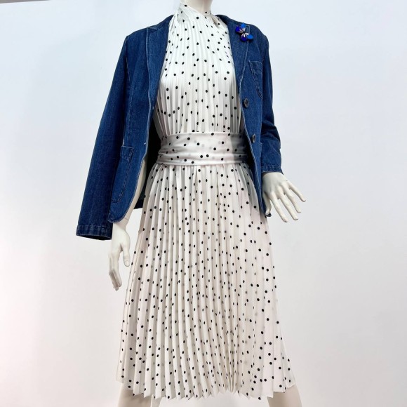 Гофре классика Армани Шелк белая в горошек