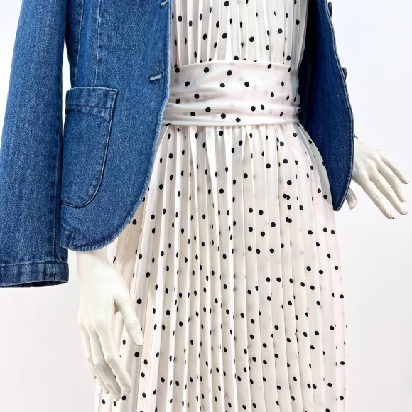 Гофре классика Армани Шелк белая в горошек