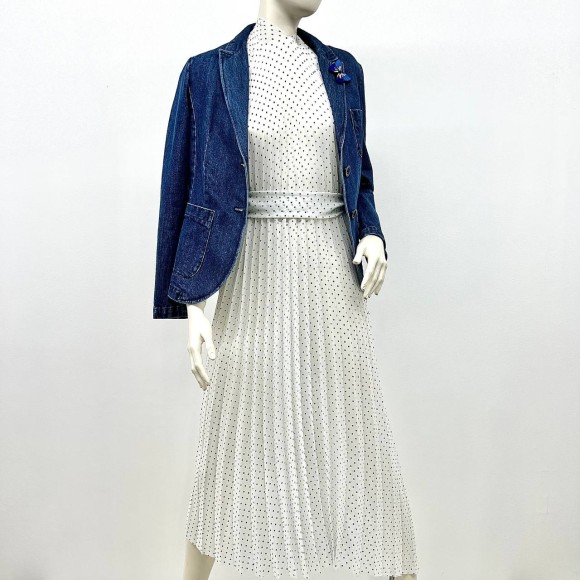 Гофре классика Креп-шифон белый горох