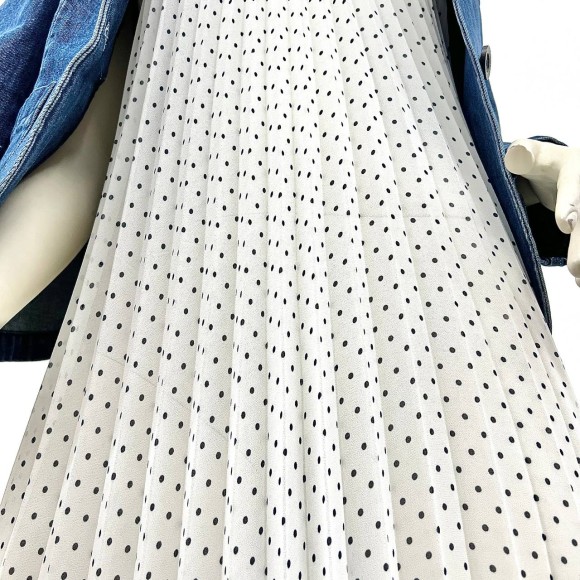 Гофре классика Креп-шифон белый горох