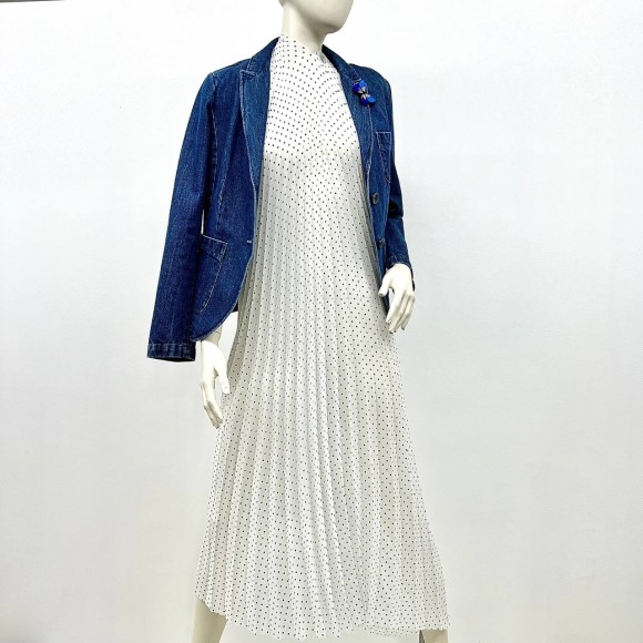 Гофре классика Креп-шифон белый горох