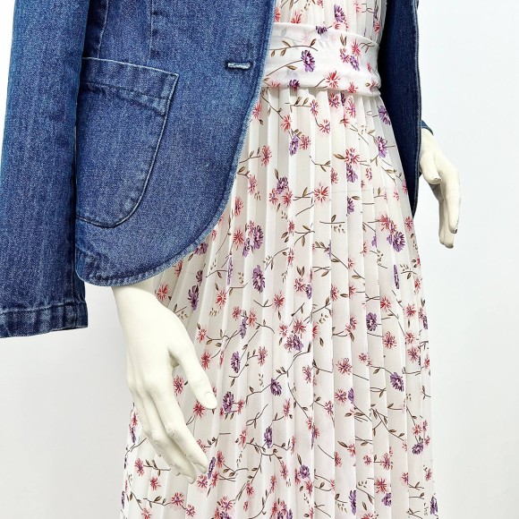 Гофре классика Креп-шифон белый цветы