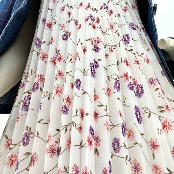 Гофре классика Креп-шифон белый цветы