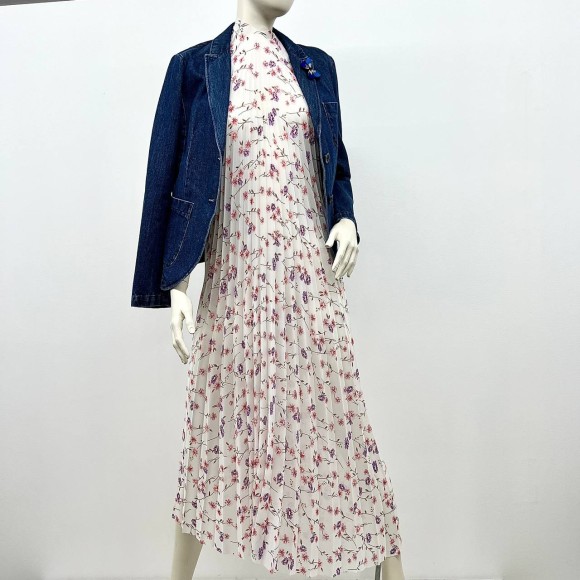 Гофре классика Креп-шифон белый цветы