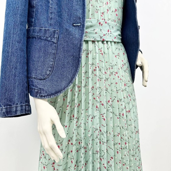 Гофре классика Креп-шифон мянтные цветы