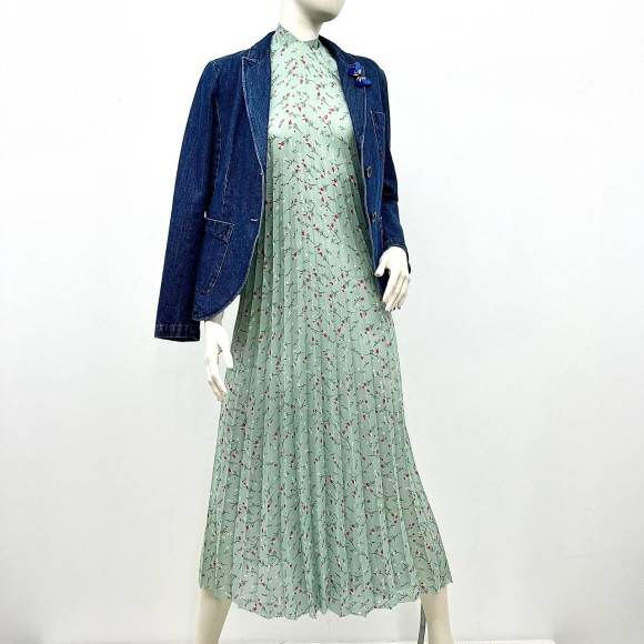 Гофре классика Креп-шифон мянтные цветы