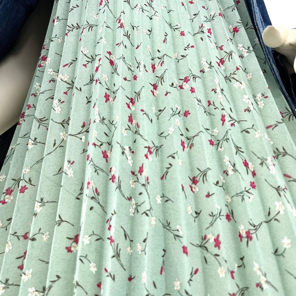 Гофре классика Креп-шифон мянтные цветы