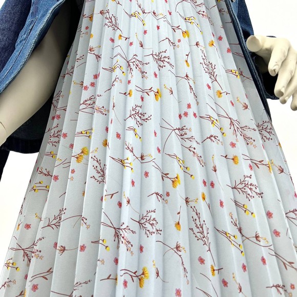 Гофре классика Креп-шифон голубые цветы