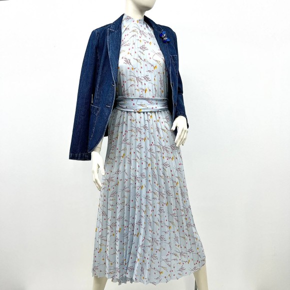 Гофре классика Креп-шифон голубые цветы