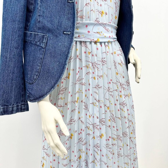 Гофре классика Креп-шифон голубые цветы