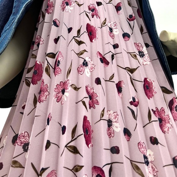 Гофре классика Креп-шифон лавандовый цветы