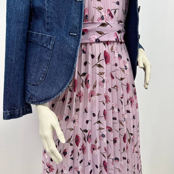 Гофре классика Креп-шифон лавандовый цветы