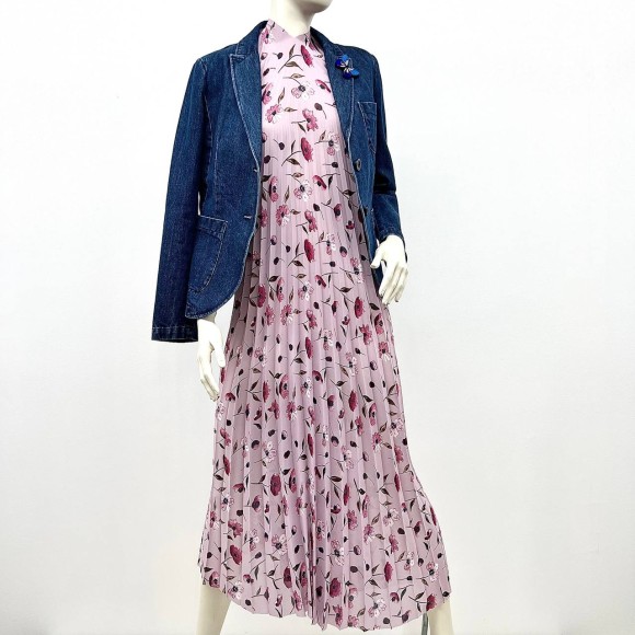 Гофре классика Креп-шифон лавандовый цветы