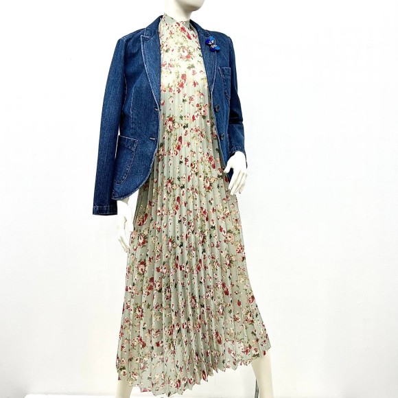 Гофре классика Шифон цветочно-фисташковый