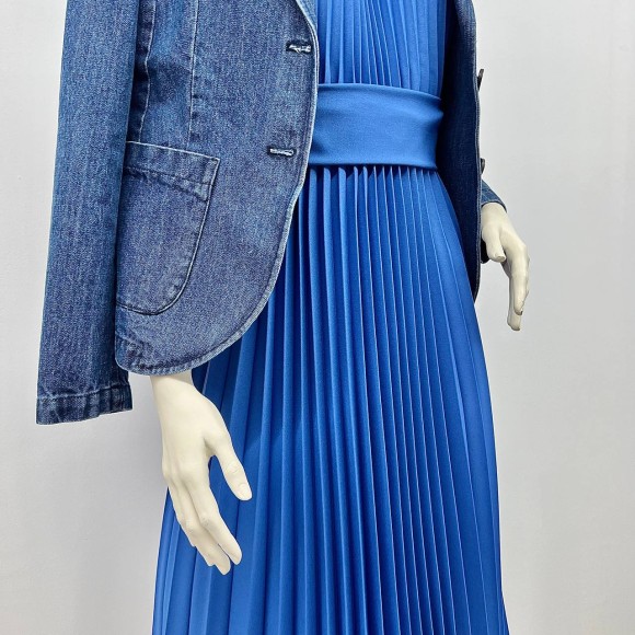 Гофре классика Креп-шифон синий