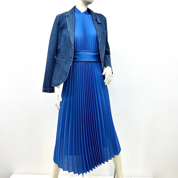 Гофре классика Креп-шифон синий