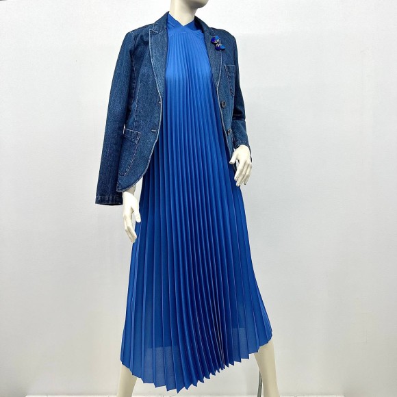 Гофре классика Креп-шифон синий