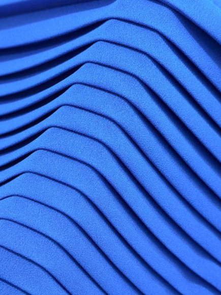 Плиссе 1 см Креп-шифон синий