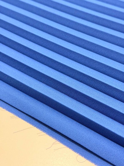 Плиссе 1 см Креп-шифон синий