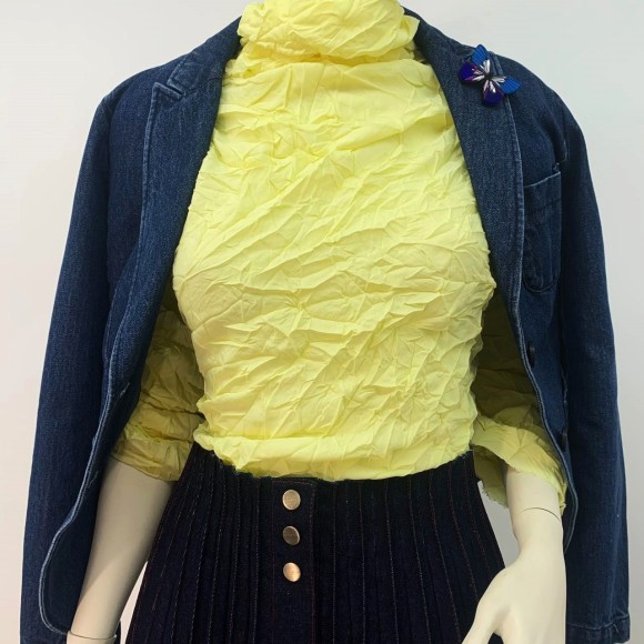 Складка Крэш Креп-шифон Желтый