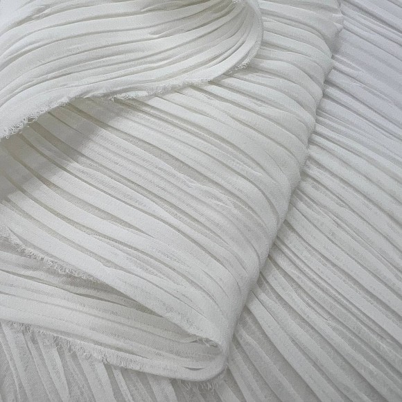 Складка Жатка Box шифон молочный