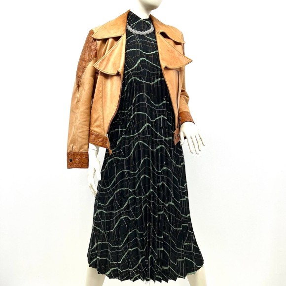 Гофре классика Поливискоза черно-зеленый