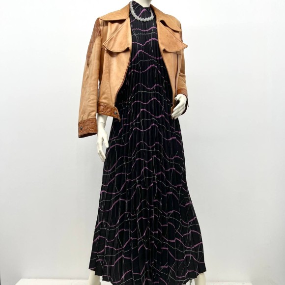 Гофре классика Поливискоза черно-лавандовый