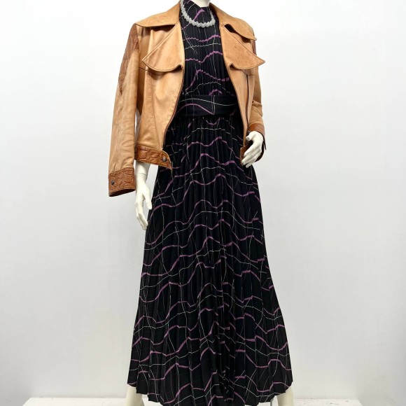 Гофре классика Поливискоза черно-лавандовый