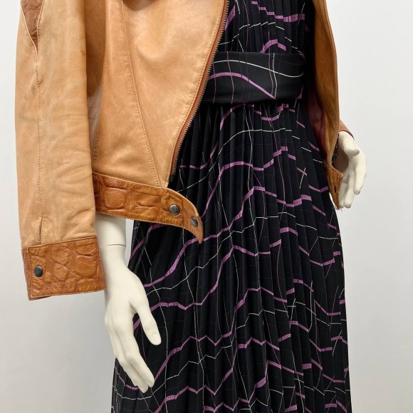 Гофре классика Поливискоза черно-лавандовый