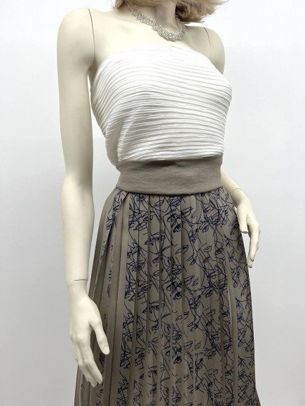 Плиссе 2см принт лица Креп-шифон песочный