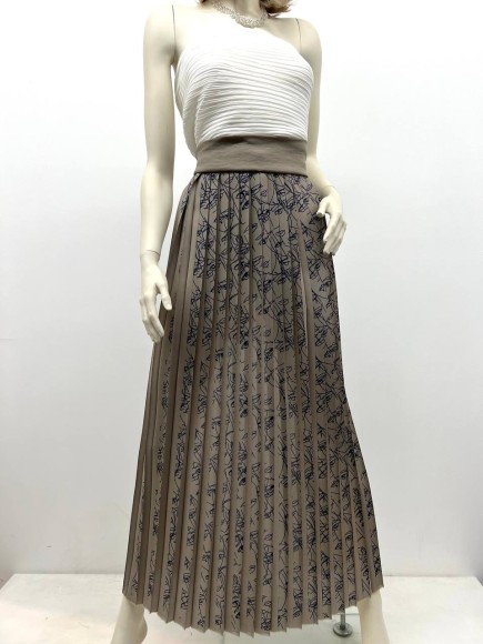 Плиссе 2см принт лица Креп-шифон песочный