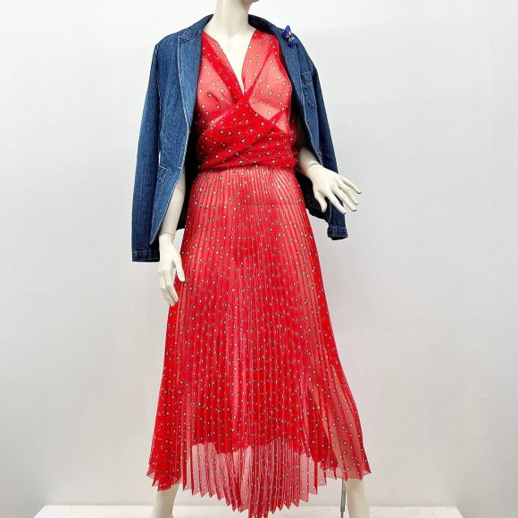 Гофре классика Шифон Япония красный 90 см