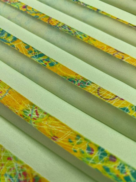 Плиссе 2см принт клякса Креп-шифон зеленый