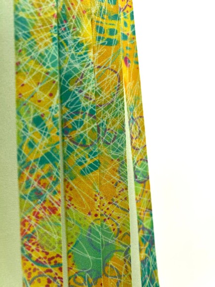 Плиссе 2см принт клякса Креп-шифон зеленый