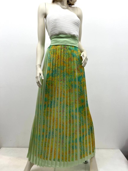 Плиссе 2см принт клякса Креп-шифон зеленый