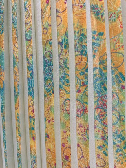 Плиссе 2 см принт клякса Креп-шифон желтый