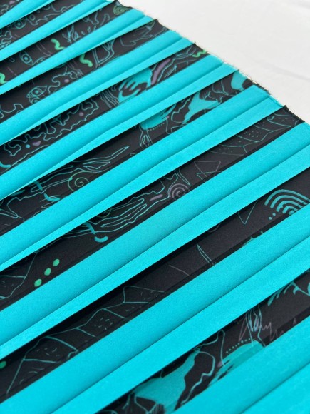 Плиссе 2 см принт руки Софт бирюзовый