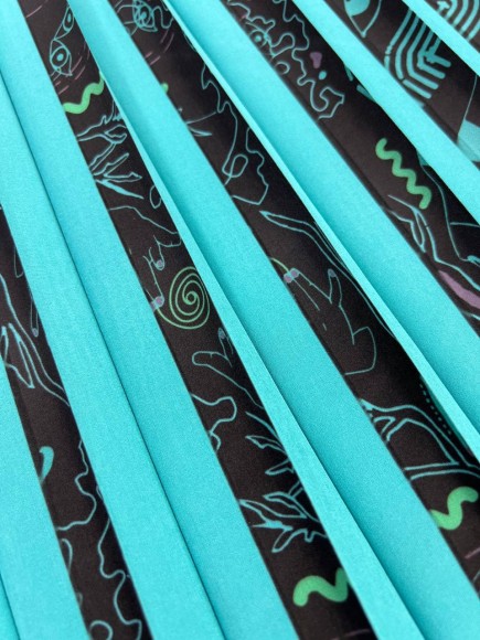 Плиссе 2 см принт руки Софт бирюзовый