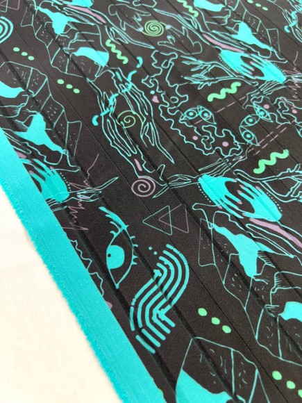 Плиссе 2 см принт руки Софт бирюзовый