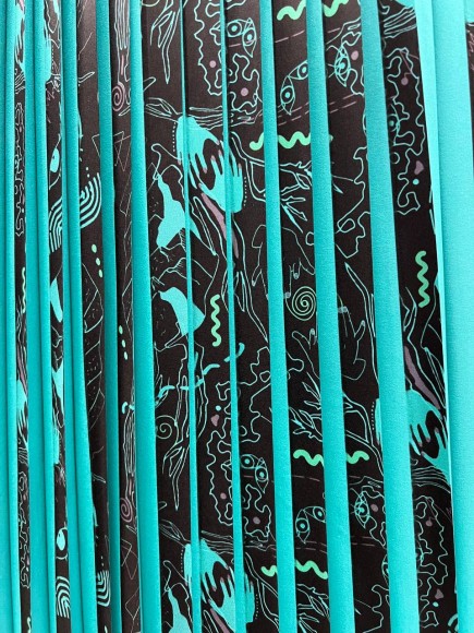 Плиссе 2 см принт руки Софт бирюзовый