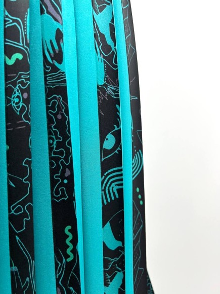 Плиссе 2 см принт руки Софт бирюзовый