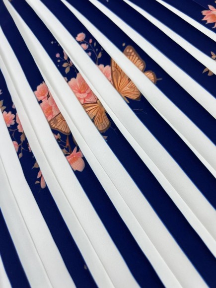 Плиссе 1.5 см принт бабочки/цветы Креп-шифон